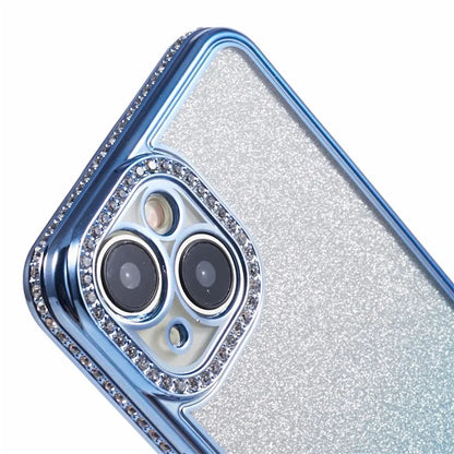 For iPhone 13 TPU Case Shiny Rhinestone Decor Gradient Protective Back Shell