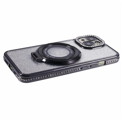 For iPhone 14 Kickstand Case Gradient Rhinestone Decor TPU Phone Case