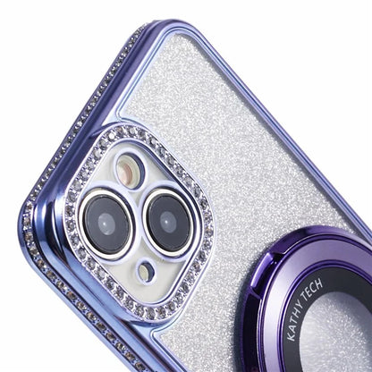 For iPhone 14 Kickstand Case Gradient Rhinestone Decor TPU Phone Case