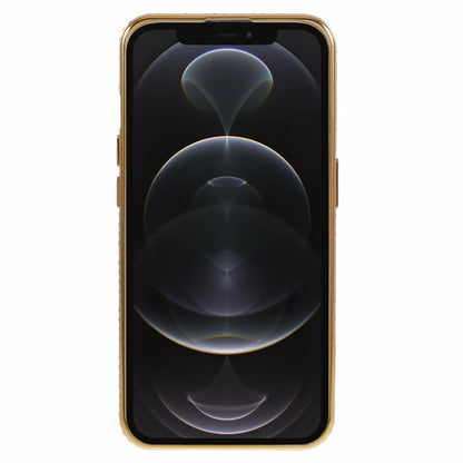For iPhone 12 Pro Case Rhinestone Decor Ring Kickstand Gradient TPU Cover