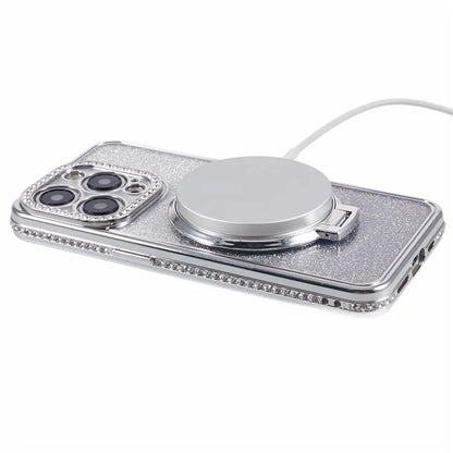 For iPhone 12 Pro Max TPU Case Gradient Kickstand Cover with Rhinestone Lens Frame