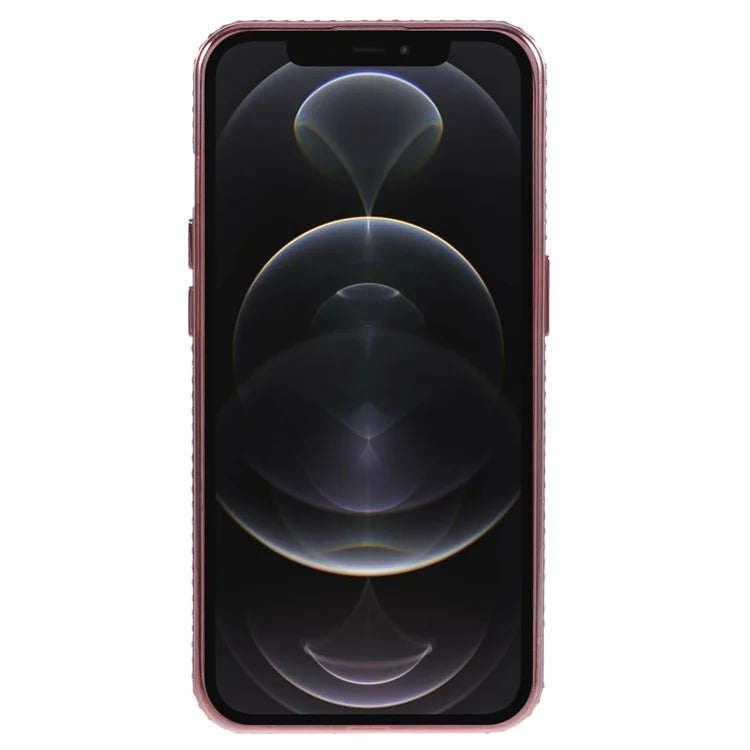 For iPhone 12 Pro Max TPU Case Gradient Kickstand Cover with Rhinestone Lens Frame