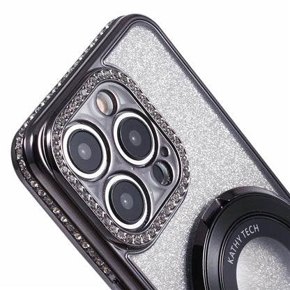 For iPhone 12 Pro Max TPU Case Gradient Kickstand Cover with Rhinestone Lens Frame