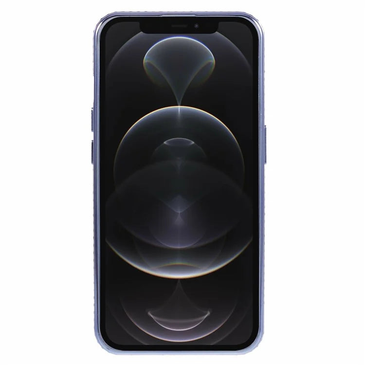For iPhone 12 Pro Max TPU Case Gradient Kickstand Cover with Rhinestone Lens Frame