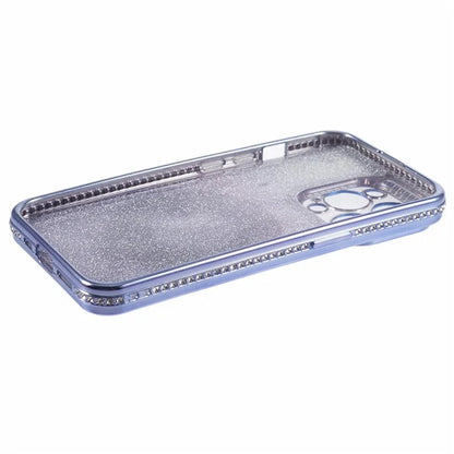 For iPhone 12 Pro Max TPU Case Gradient Kickstand Cover with Rhinestone Lens Frame