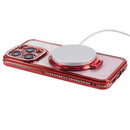 For iPhone 12 Pro Max TPU Case Gradient Kickstand Cover with Rhinestone Lens Frame