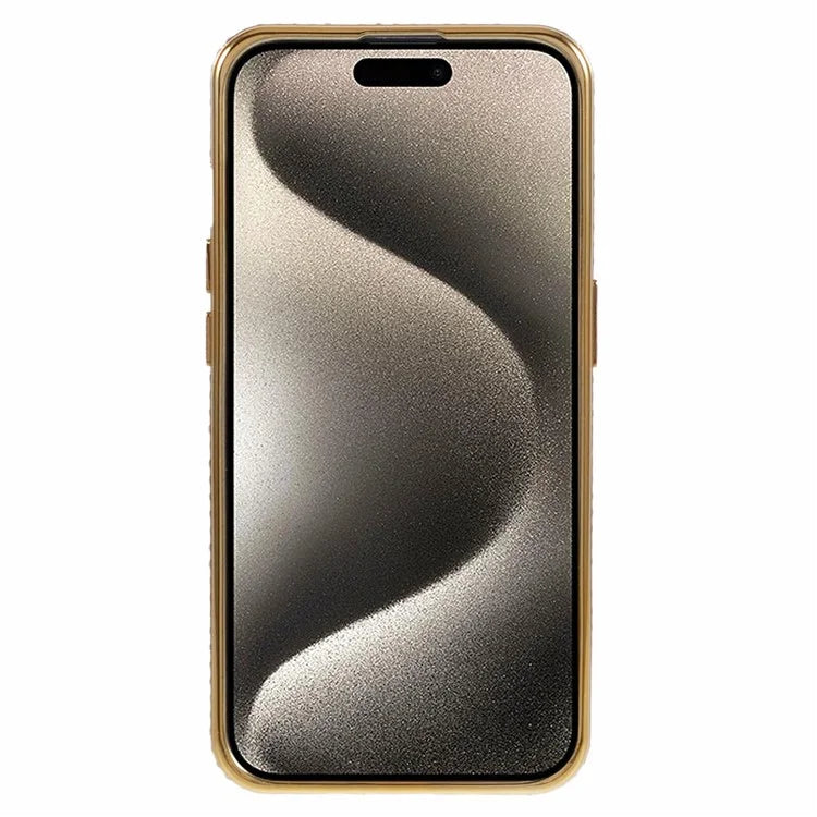 For iPhone 15 Pro TPU Case Rhinestone Decor Ring Kickstand Gradient Phone Cover