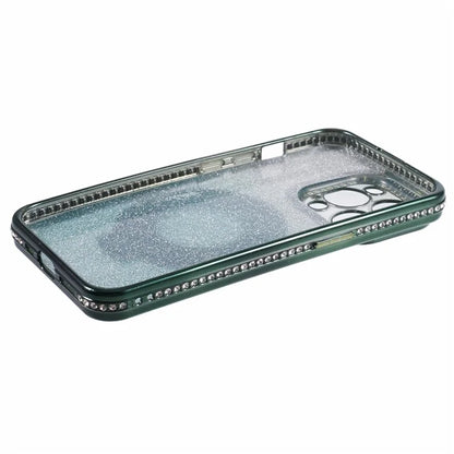 For iPhone 15 Pro TPU Case Rhinestone Decor Ring Kickstand Gradient Phone Cover