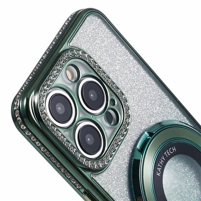 For iPhone 15 Pro TPU Case Rhinestone Decor Ring Kickstand Gradient Phone Cover