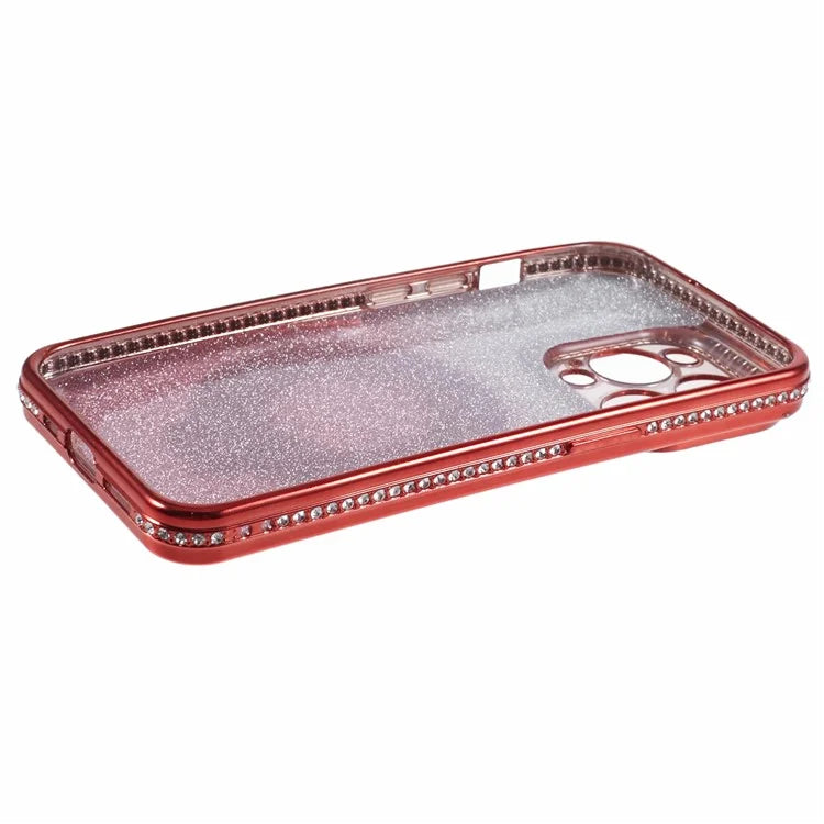 For iPhone 15 Pro TPU Case Rhinestone Decor Ring Kickstand Gradient Phone Cover