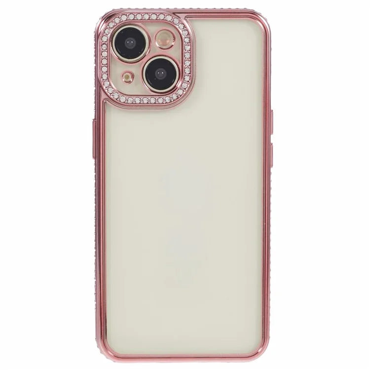 For iPhone 13 Case TPU Flexible Smart Phone Cover with Rhinestones Decor