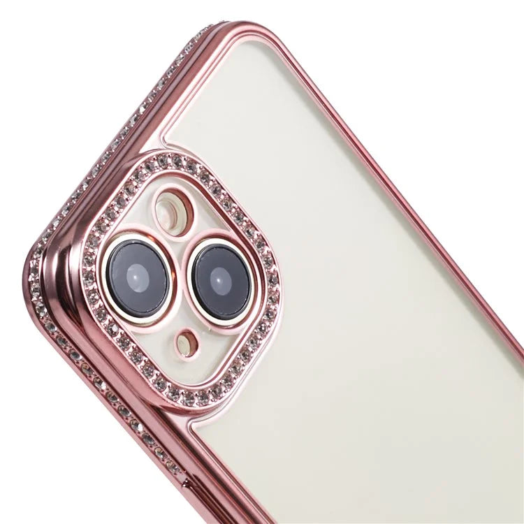 For iPhone 13 Case TPU Flexible Smart Phone Cover with Rhinestones Decor