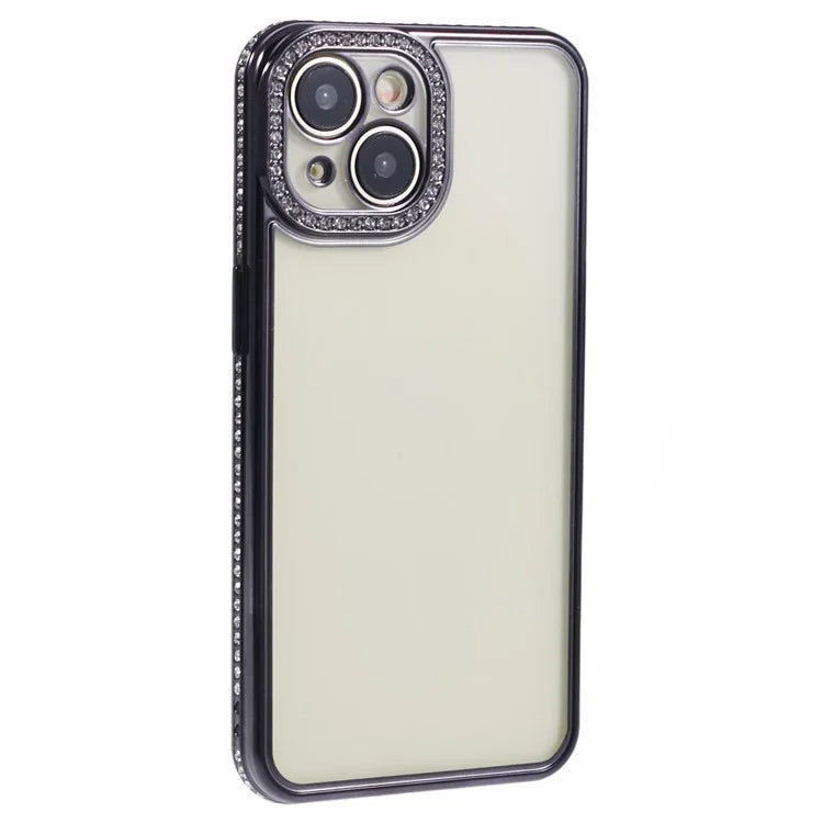 For iPhone 13 Case TPU Flexible Smart Phone Cover with Rhinestones Decor