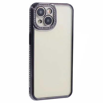 For iPhone 13 Case TPU Flexible Smart Phone Cover with Rhinestones Decor