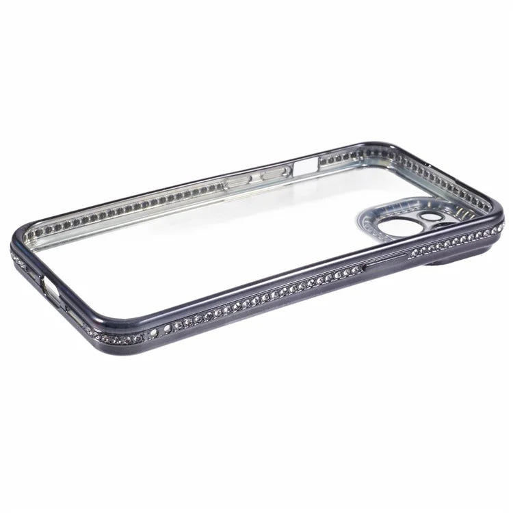 For iPhone 13 Case TPU Flexible Smart Phone Cover with Rhinestones Decor