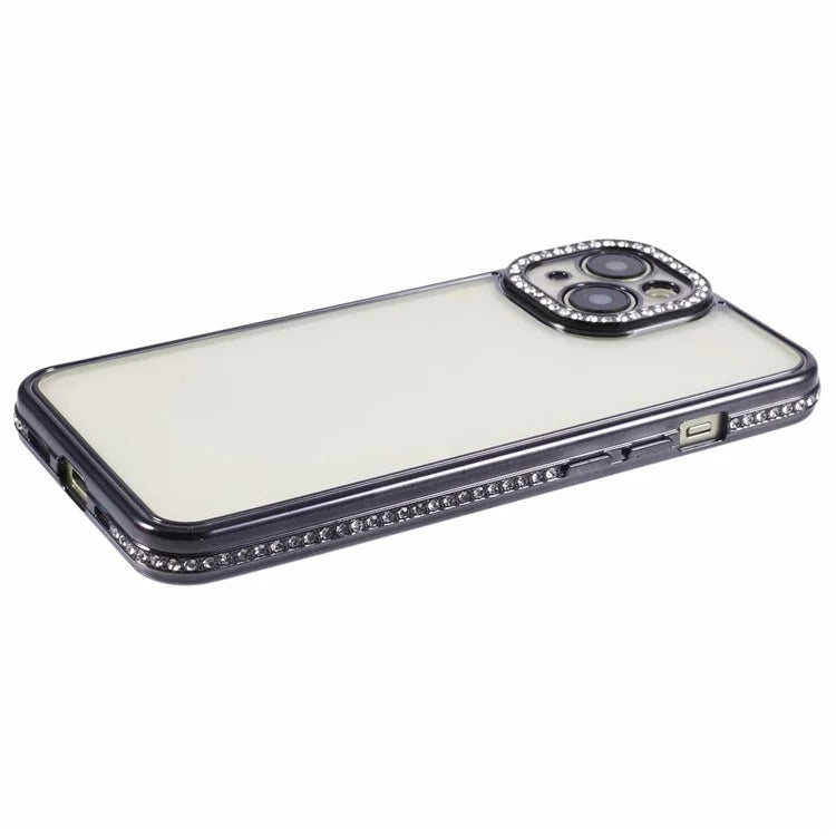 For iPhone 13 Case TPU Flexible Smart Phone Cover with Rhinestones Decor