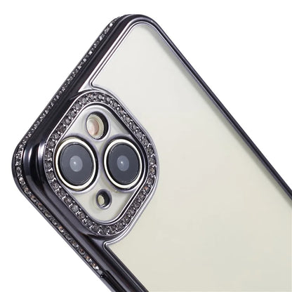 For iPhone 13 Case TPU Flexible Smart Phone Cover with Rhinestones Decor