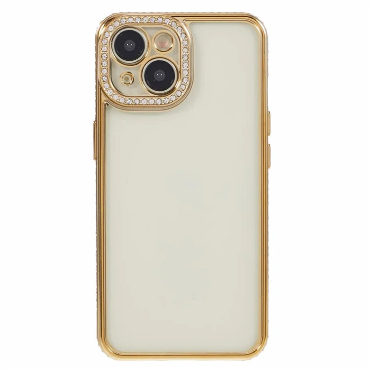 For iPhone 13 Case TPU Flexible Smart Phone Cover with Rhinestones Decor