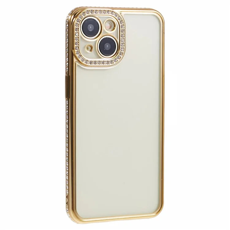 For iPhone 13 Case TPU Flexible Smart Phone Cover with Rhinestones Decor