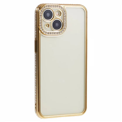 For iPhone 13 Case TPU Flexible Smart Phone Cover with Rhinestones Decor