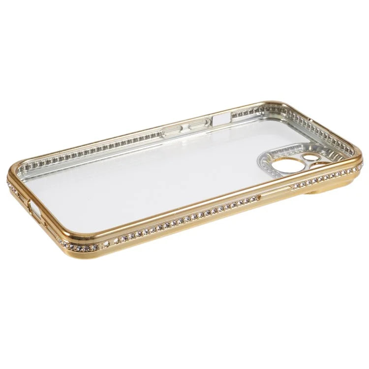 For iPhone 13 Case TPU Flexible Smart Phone Cover with Rhinestones Decor