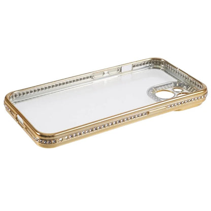 For iPhone 13 Case TPU Flexible Smart Phone Cover with Rhinestones Decor