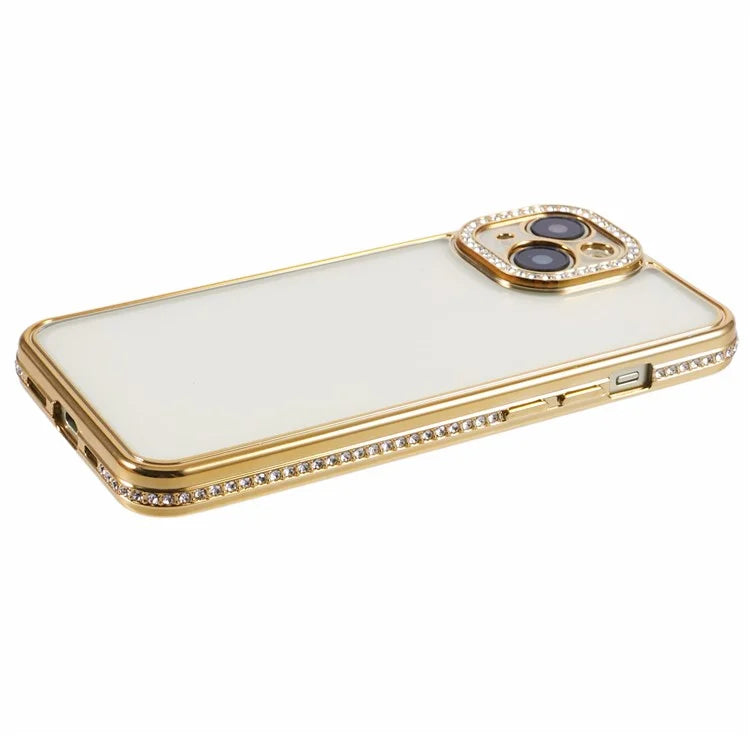 For iPhone 13 Case TPU Flexible Smart Phone Cover with Rhinestones Decor