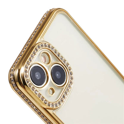 For iPhone 13 Case TPU Flexible Smart Phone Cover with Rhinestones Decor