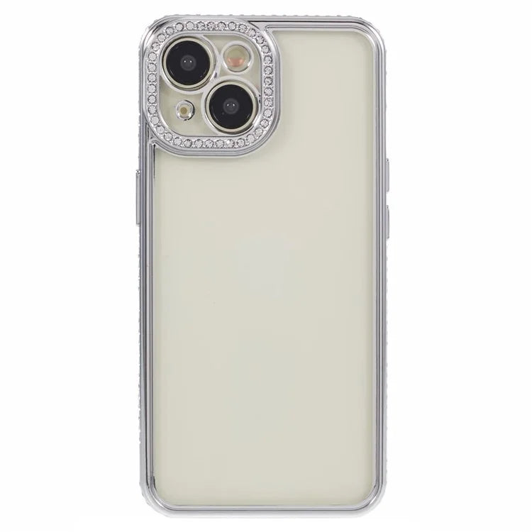 For iPhone 13 Case TPU Flexible Smart Phone Cover with Rhinestones Decor