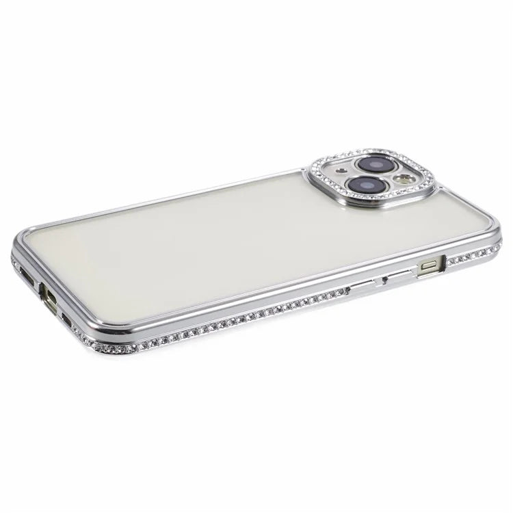 For iPhone 13 Case TPU Flexible Smart Phone Cover with Rhinestones Decor