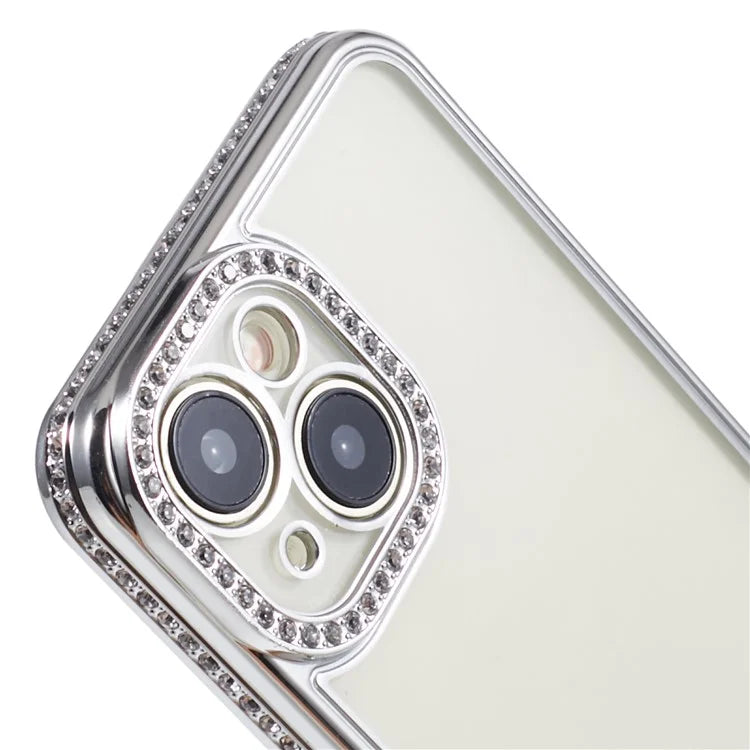 For iPhone 13 Case TPU Flexible Smart Phone Cover with Rhinestones Decor