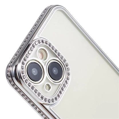 For iPhone 13 Case TPU Flexible Smart Phone Cover with Rhinestones Decor