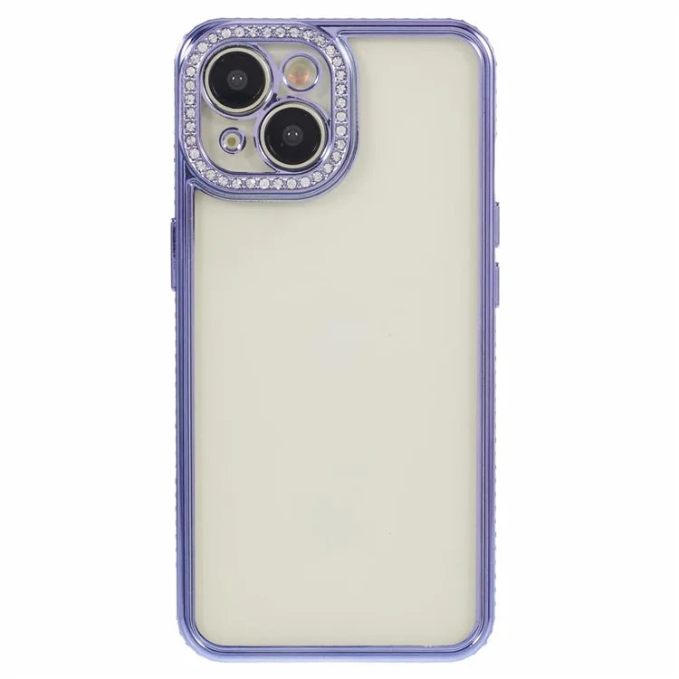 For iPhone 13 Case TPU Flexible Smart Phone Cover with Rhinestones Decor