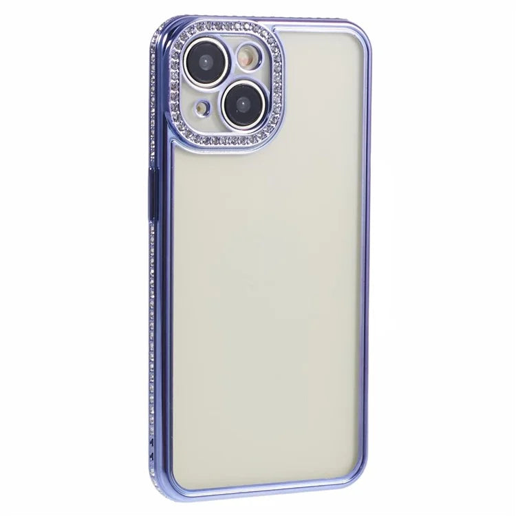 For iPhone 13 Case TPU Flexible Smart Phone Cover with Rhinestones Decor