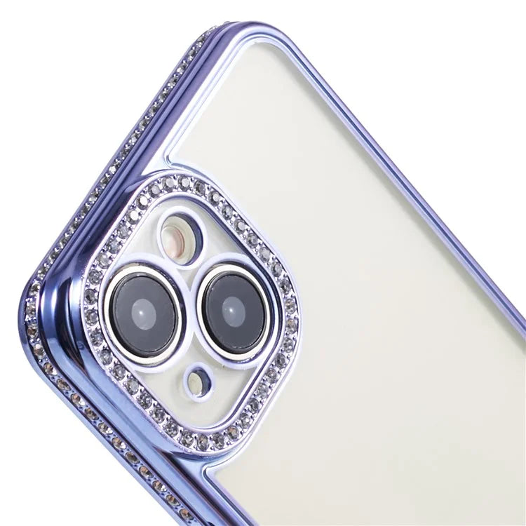 For iPhone 13 Case TPU Flexible Smart Phone Cover with Rhinestones Decor