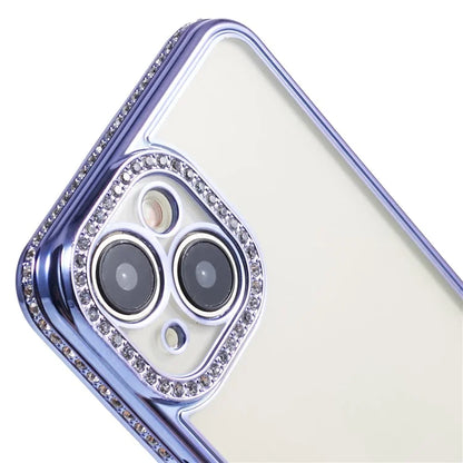 For iPhone 13 Case TPU Flexible Smart Phone Cover with Rhinestones Decor