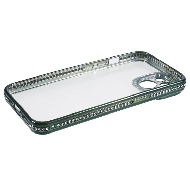 For iPhone 13 Case TPU Flexible Smart Phone Cover with Rhinestones Decor