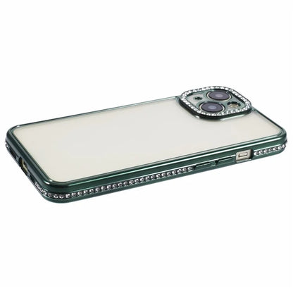 For iPhone 13 Case TPU Flexible Smart Phone Cover with Rhinestones Decor