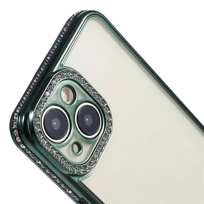 For iPhone 13 Case TPU Flexible Smart Phone Cover with Rhinestones Decor
