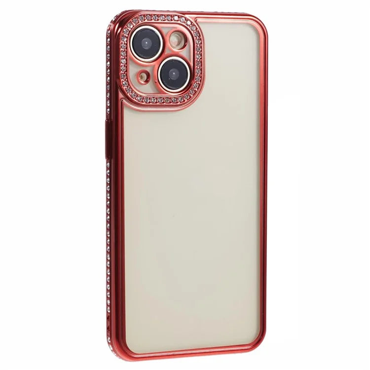For iPhone 13 Case TPU Flexible Smart Phone Cover with Rhinestones Decor