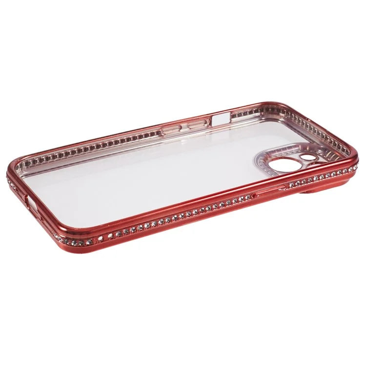For iPhone 13 Case TPU Flexible Smart Phone Cover with Rhinestones Decor