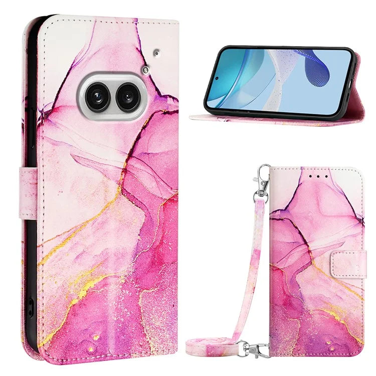 YB Pattern Printing Leather Series-6 For Nothing Phone (2a) Phone Wallet Case with Shoulder Strap