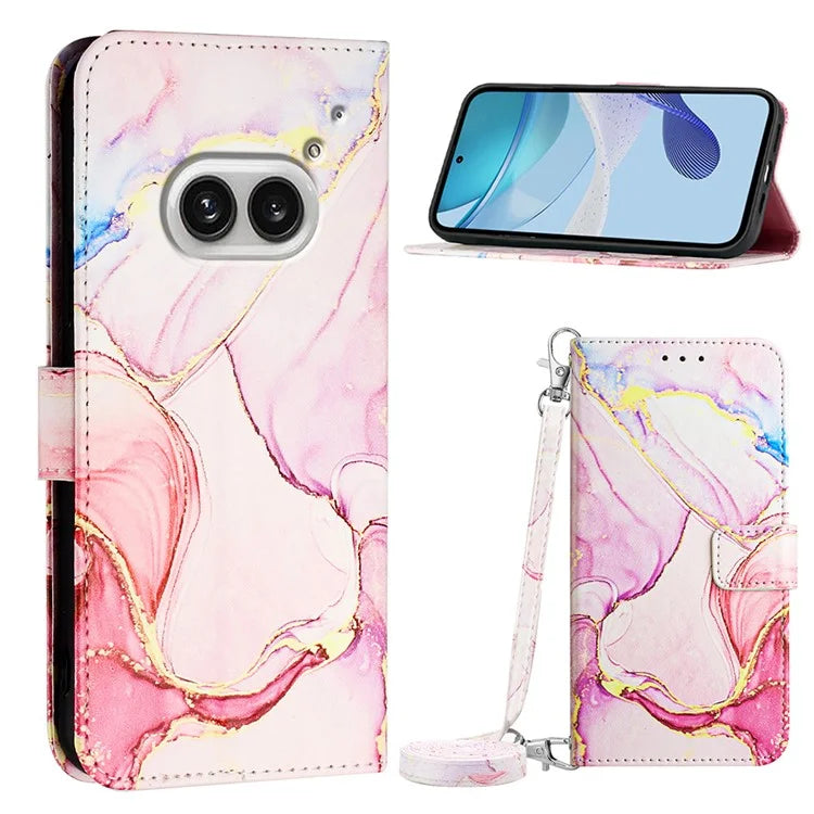 YB Pattern Printing Leather Series-6 For Nothing Phone (2a) Phone Wallet Case with Shoulder Strap