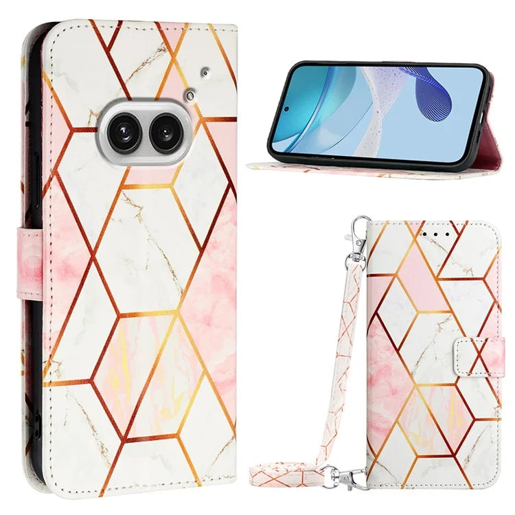 YB Pattern Printing Leather Series-6 For Nothing Phone (2a) Phone Wallet Case with Shoulder Strap