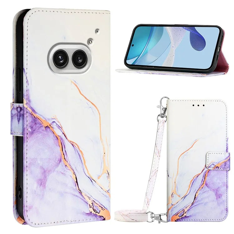 YB Pattern Printing Leather Series-6 For Nothing Phone (2a) Phone Wallet Case with Shoulder Strap