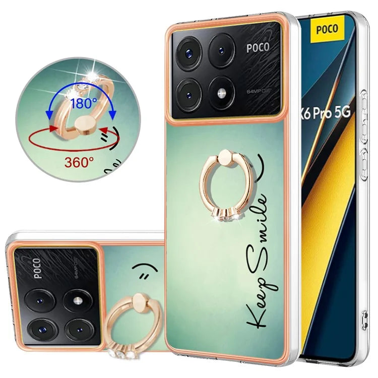 YB IMD Series-20 Style D for Xiaomi Poco X6 Pro 5G / Redmi K70E 5G Case 2.0mm TPU Shelwith Ring Kickstand