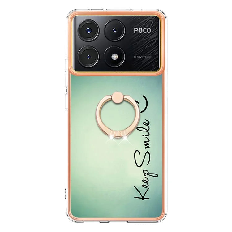 YB IMD Series-20 Style D for Xiaomi Poco X6 Pro 5G / Redmi K70E 5G Case 2.0mm TPU Shelwith Ring Kickstand