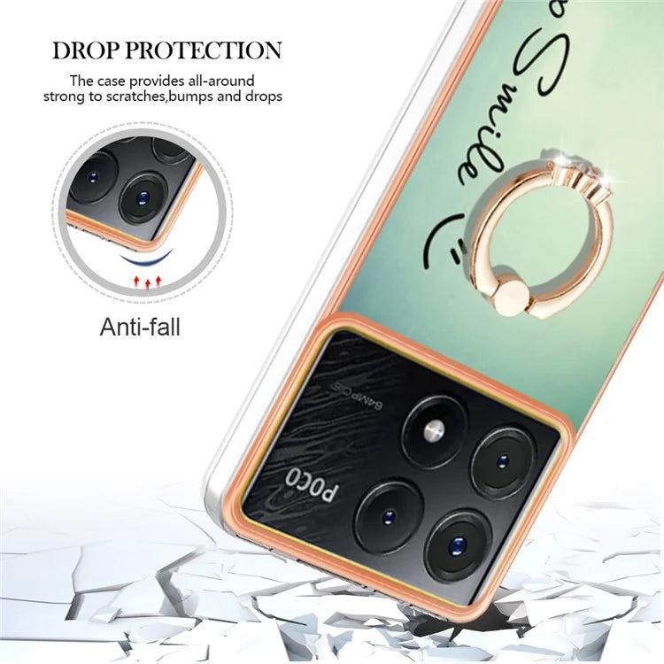 YB IMD Series-20 Style D for Xiaomi Poco X6 Pro 5G / Redmi K70E 5G Case 2.0mm TPU Shelwith Ring Kickstand