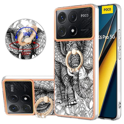 YB IMD Series-20 Style D for Xiaomi Poco X6 Pro 5G / Redmi K70E 5G Case 2.0mm TPU Shelwith Ring Kickstand
