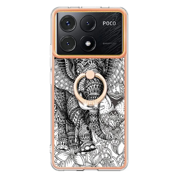YB IMD Series-20 Style D for Xiaomi Poco X6 Pro 5G / Redmi K70E 5G Case 2.0mm TPU Shelwith Ring Kickstand